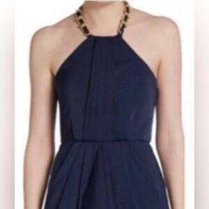 BCBG MAXAZRIA Milania Chain Halter Gown Dress Navy Size 6